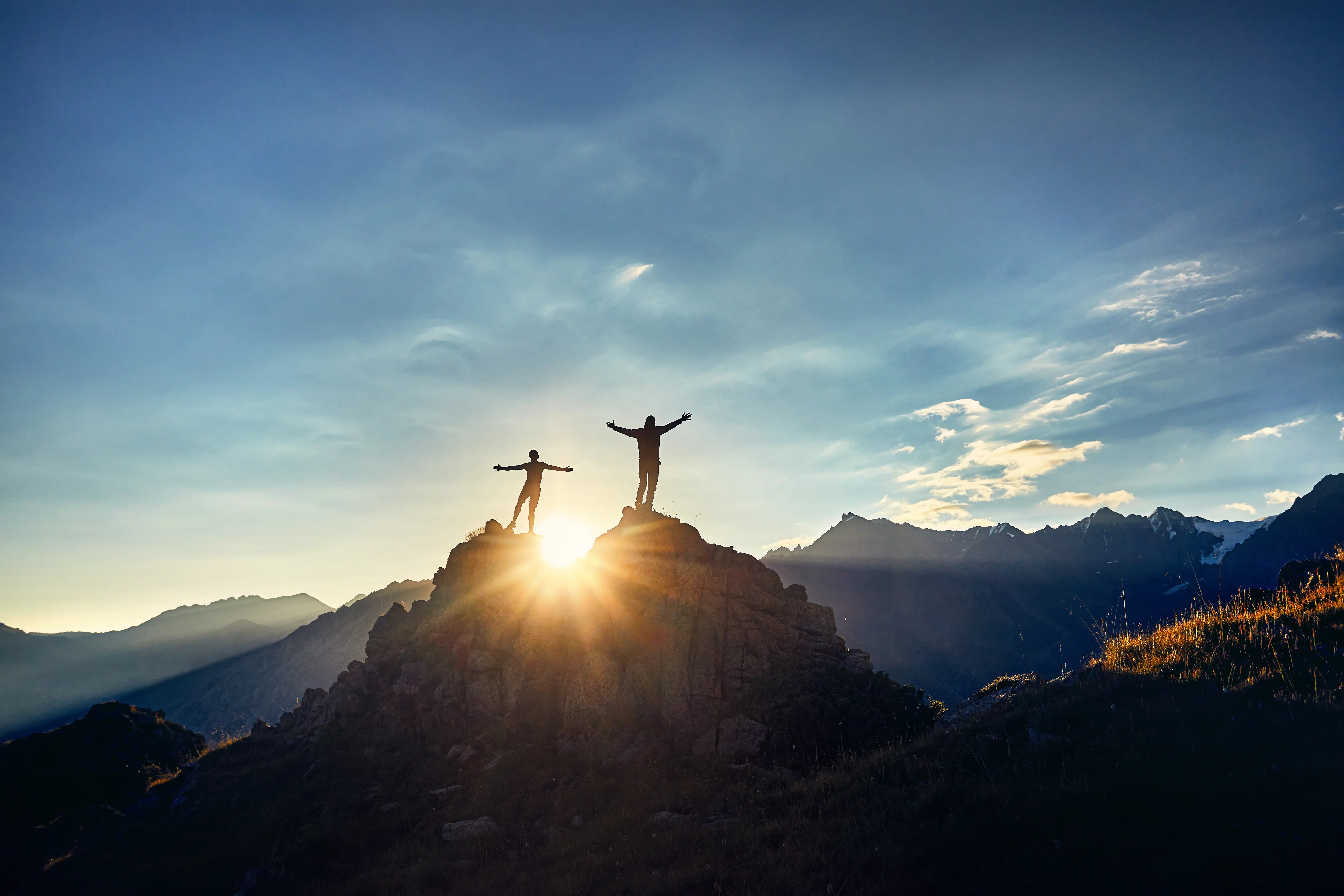 Climbers on a mountain top